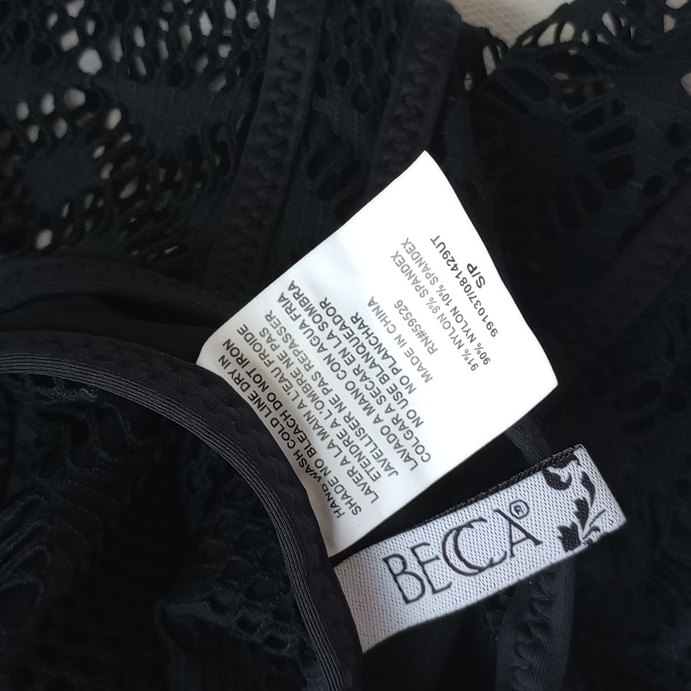 BECCA by Rebecca Virtue Color Play Black Crochet One Piece Swimsuit Small NWT - Picture 8 of 8